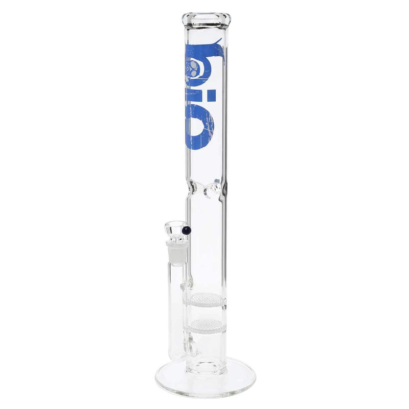 Bio Glass Glass Bong 18" BIO Double Honeycomb Water Pipe - Blue Logo