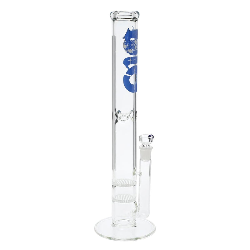 Bio Glass Glass Bong 18" BIO Double Honeycomb Water Pipe - Blue Logo