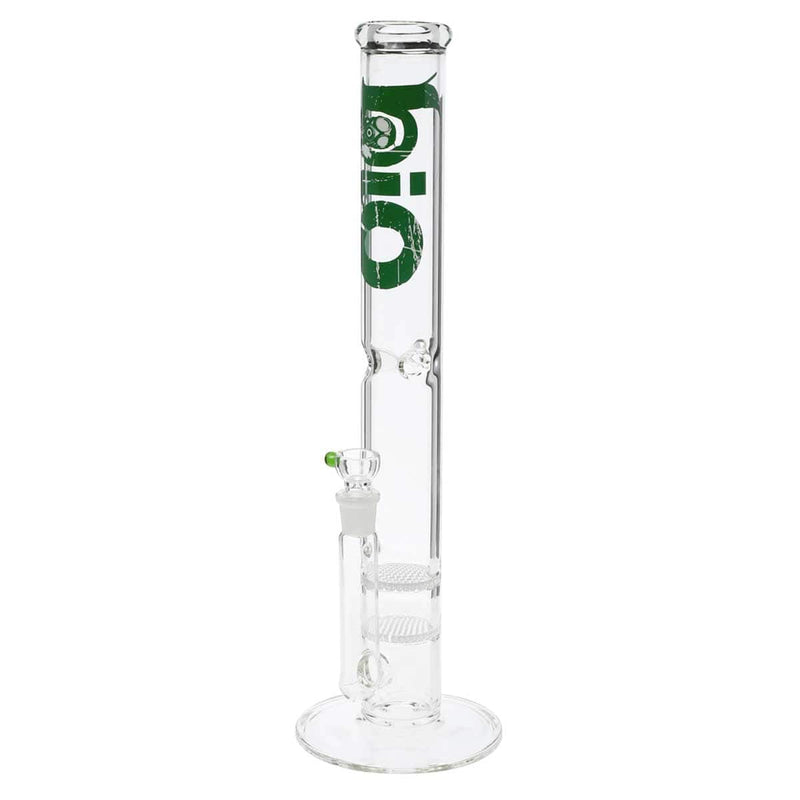 Bio Glass Glass Bong 18" BIO Double Honeycomb Water Pipe - Green Logo