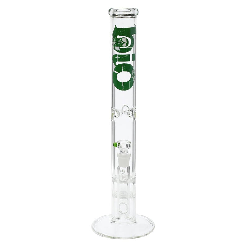 Bio Glass Glass Bong 18" BIO Double Honeycomb Water Pipe - Green Logo