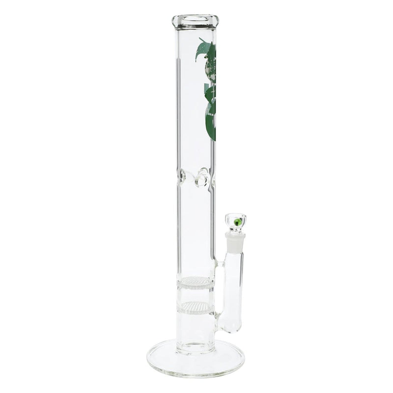 Bio Glass Glass Bong 18" BIO Double Honeycomb Water Pipe - Green Logo