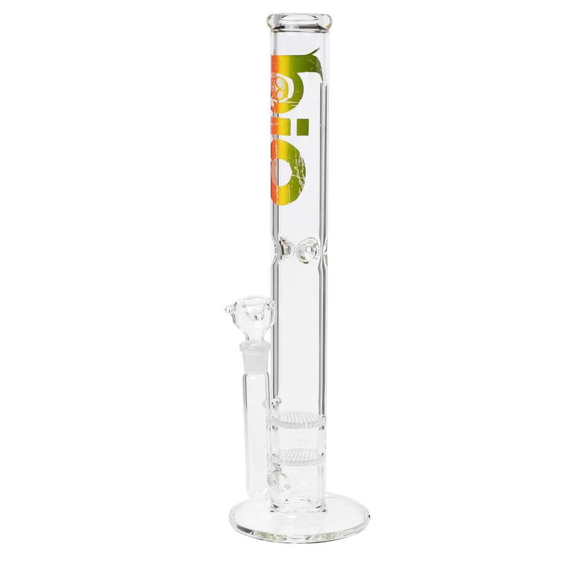 Bio Glass Glass Bong 18" BIO Double Honeycomb Water Pipe - Rasta Logo