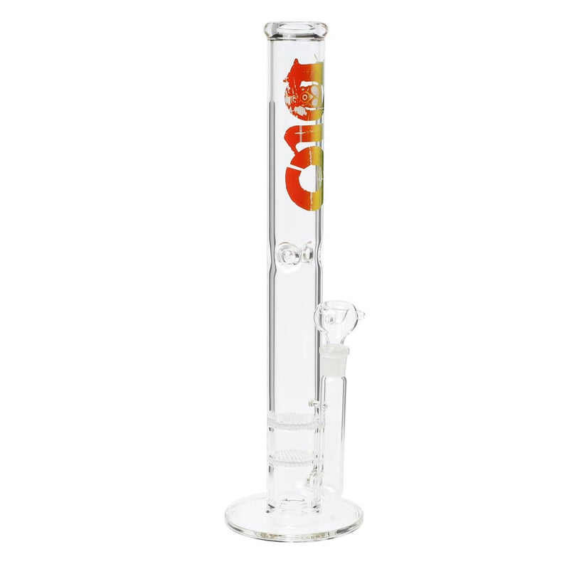 Bio Glass Glass Bong 18" BIO Double Honeycomb Water Pipe - Rasta Logo