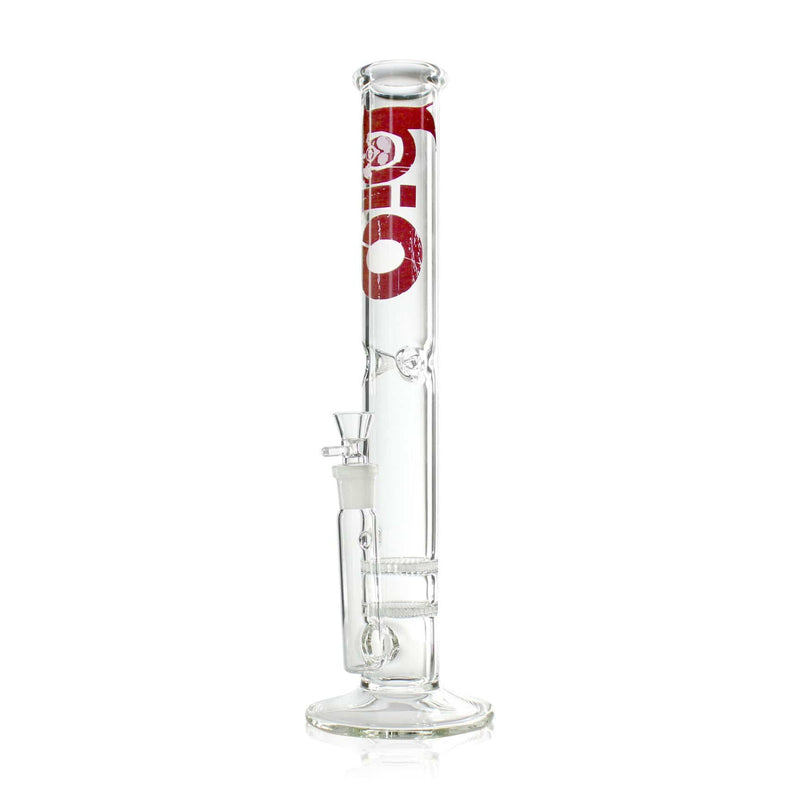 Bio Glass Glass Bong 18" BIO Double Honeycomb Water Pipe - Red Logo