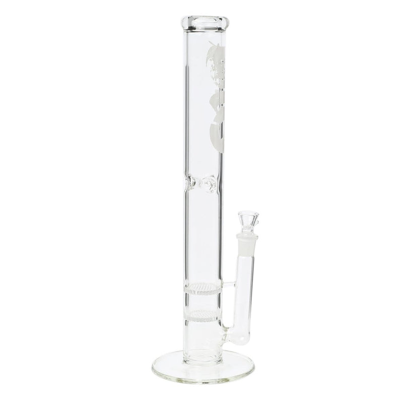 Bio Glass Glass Bong 18" BIO Double Honeycomb Water Pipe - White Logo