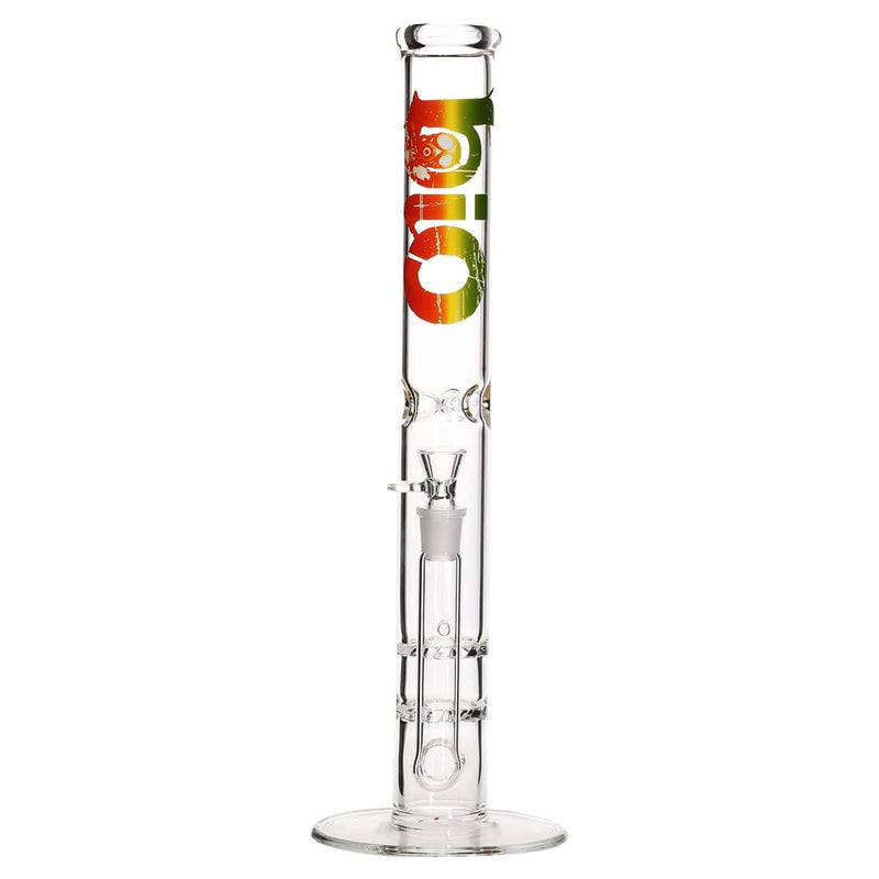 Bio Glass Glass Bong 18" BIO Double Hurricane Water Pipe - Rasta Logo