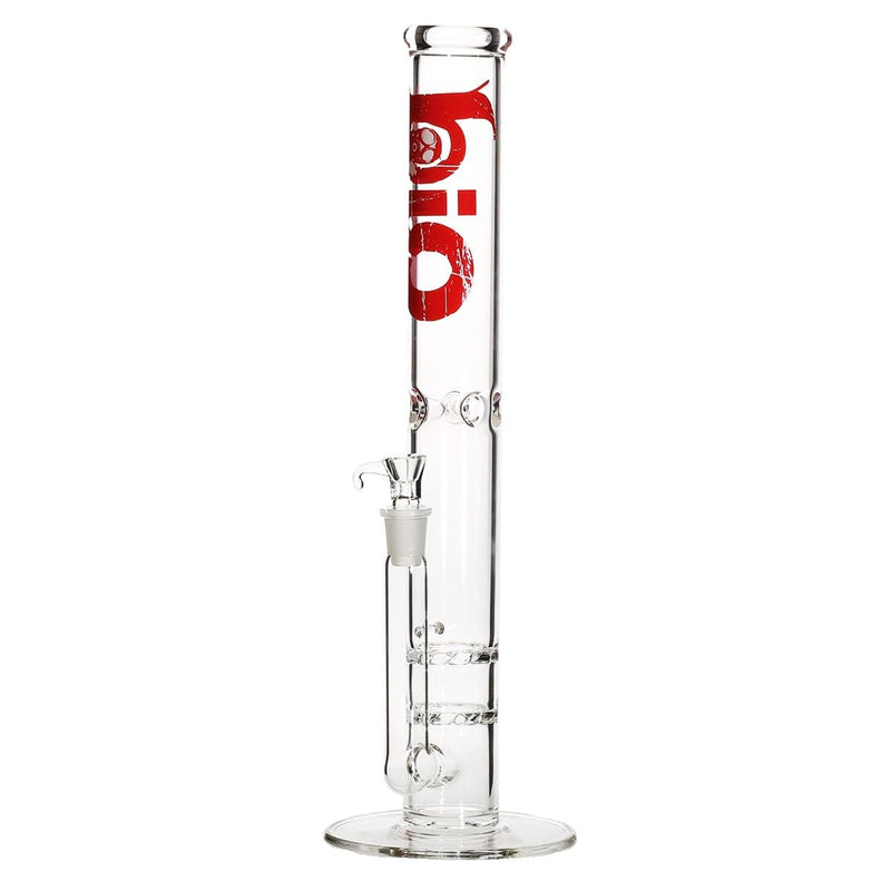 Bio Glass Glass Bong 18" BIO Double Hurricane Water Pipe - Red Logo