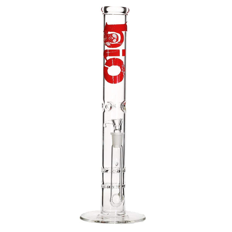 Bio Glass Glass Bong 18" BIO Double Hurricane Water Pipe - Red Logo