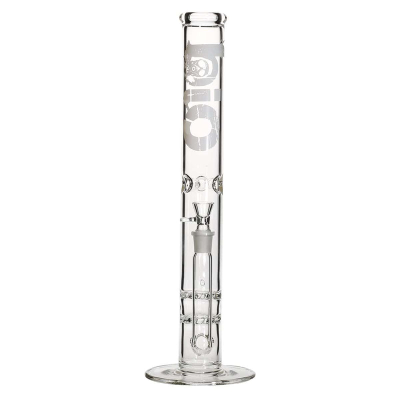 Bio Glass Glass Bong 18" BIO Double Hurricane Water Pipe - White Logo