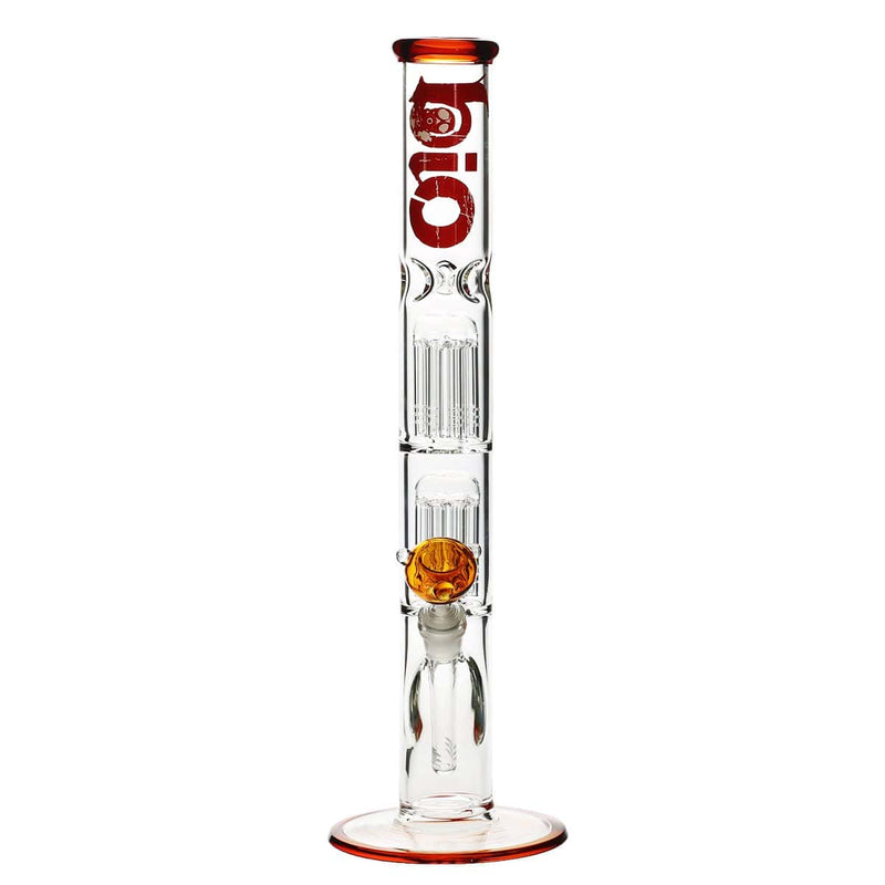 Bio Glass Glass Bong 18" BIO Double Tree Straight Water Pipe - Amber