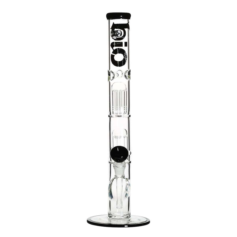 Bio Glass Glass Bong 18" BIO Double Tree Straight Water Pipe - Black