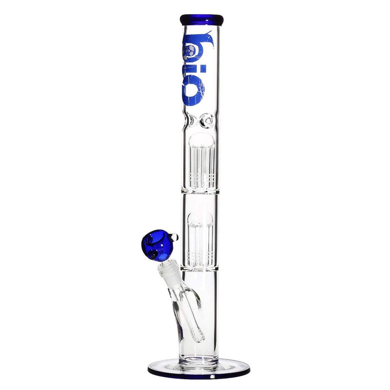 Bio Glass Glass Bong 18" BIO Double Tree Straight Water Pipe - Blue