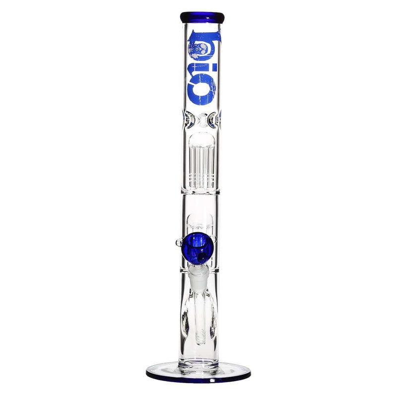 Bio Glass Glass Bong 18" BIO Double Tree Straight Water Pipe - Blue