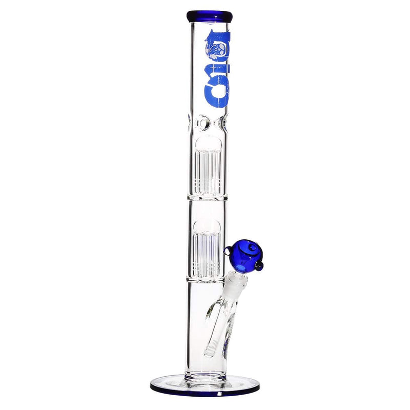 Bio Glass Glass Bong 18" BIO Double Tree Straight Water Pipe - Blue