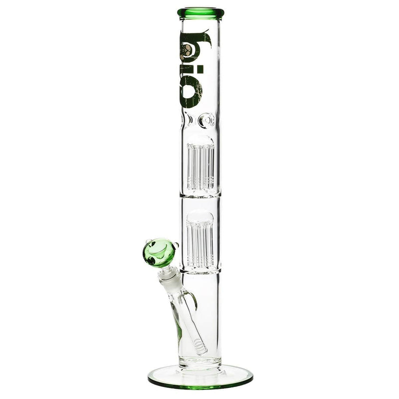 Bio Glass Glass Bong 18" BIO Double Tree Straight Water Pipe - Green