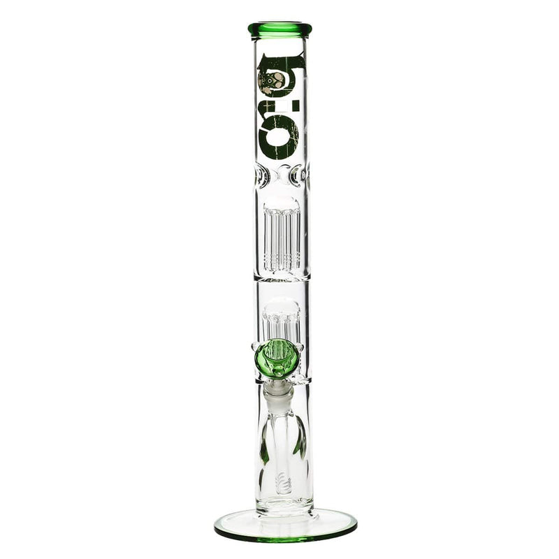 Bio Glass Glass Bong 18" BIO Double Tree Straight Water Pipe - Green