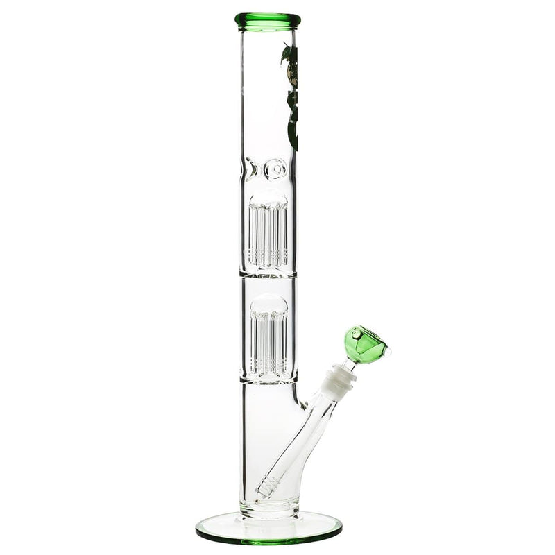 Bio Glass Glass Bong 18" BIO Double Tree Straight Water Pipe - Green