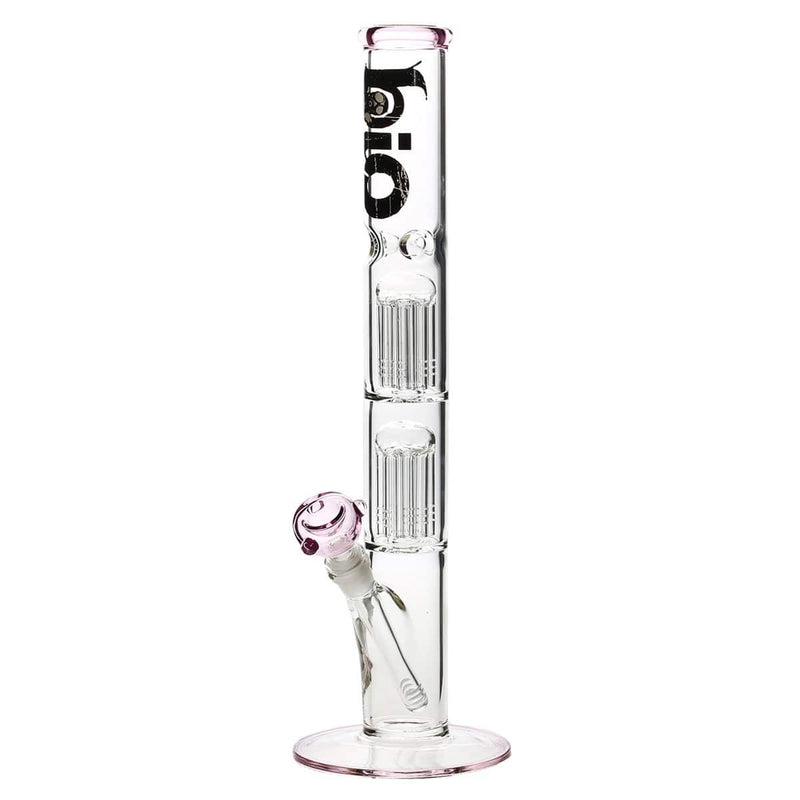 Bio Glass Glass Bong 18" BIO Double Tree Straight Water Pipe - Pink