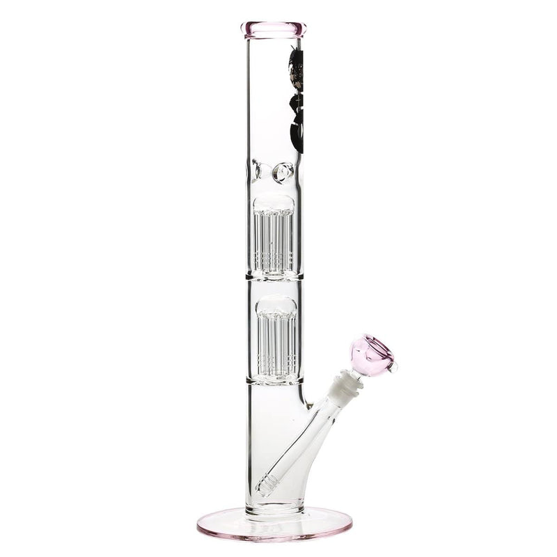 Bio Glass Glass Bong 18" BIO Double Tree Straight Water Pipe - Pink