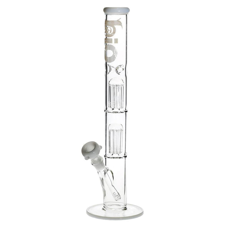 Bio Glass Glass Bong 18" BIO Double Tree Straight Water Pipe - White