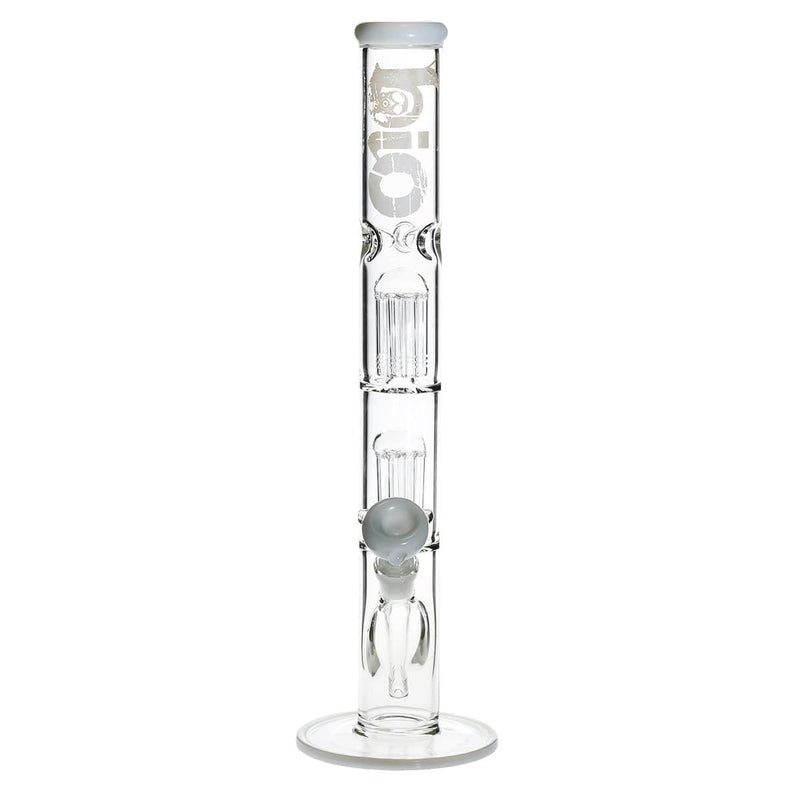 Bio Glass Glass Bong 18" BIO Double Tree Straight Water Pipe - White