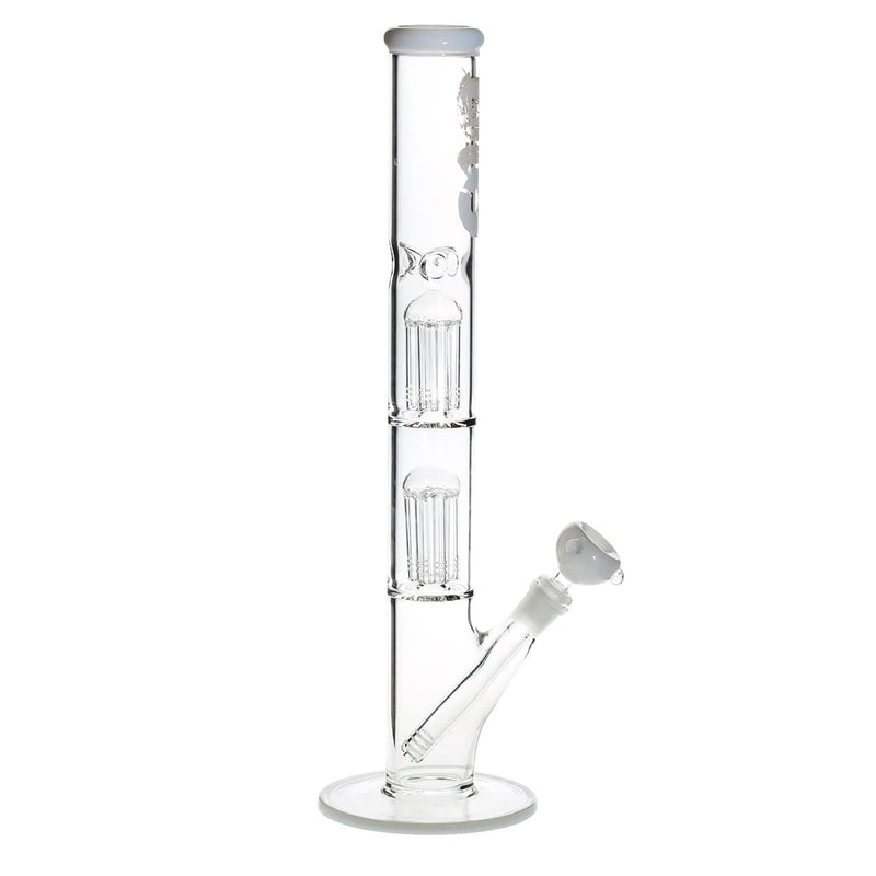 Bio Glass Glass Bong 18" BIO Double Tree Straight Water Pipe - White