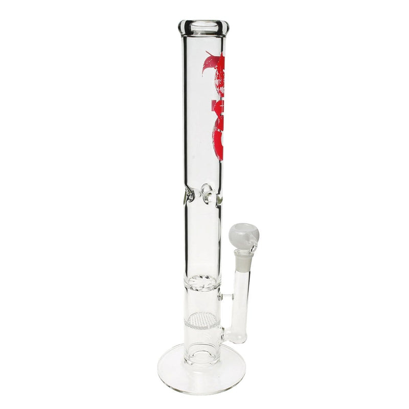 Bio Glass Glass Bong 18" BIO Hurricane / Honeycomb Water Pipe - Red Logo