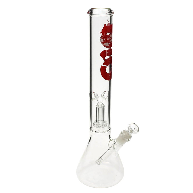 Bio Glass Glass Bong 18" BIO Showerhead Beaker Water Pipe - Red Logo