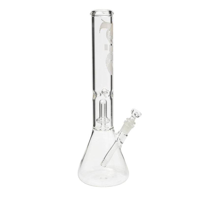 Bio Glass Glass Bong 18" BIO Showerhead Beaker Water Pipe - White Logo