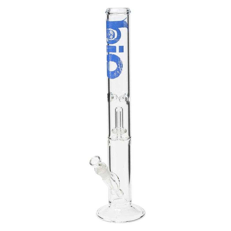 Bio Glass Glass Bong 18" BIO Showerhead Straight Water Pipe - Blue Logo