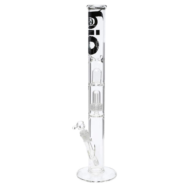 Bio Glass Glass Bong 18" BIO Single Grid Dome Straight Waterpipe - Clear with Black Logo