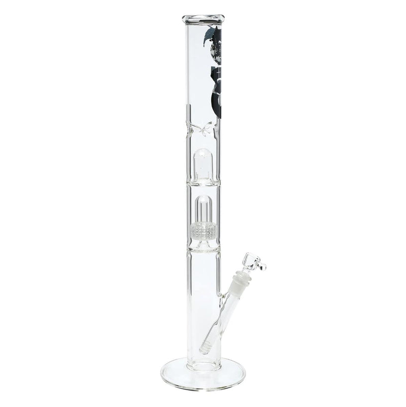 Bio Glass Glass Bong 18" BIO Single Grid Dome Straight Waterpipe - Clear with Black Logo