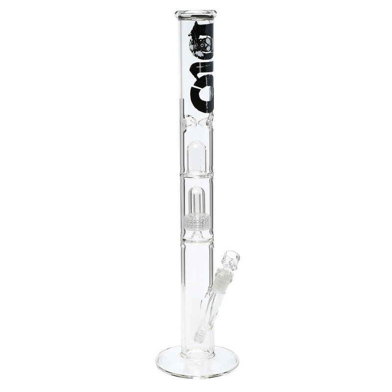 Bio Glass Glass Bong 18" BIO Single Grid Dome Straight Waterpipe - Clear with Black Logo