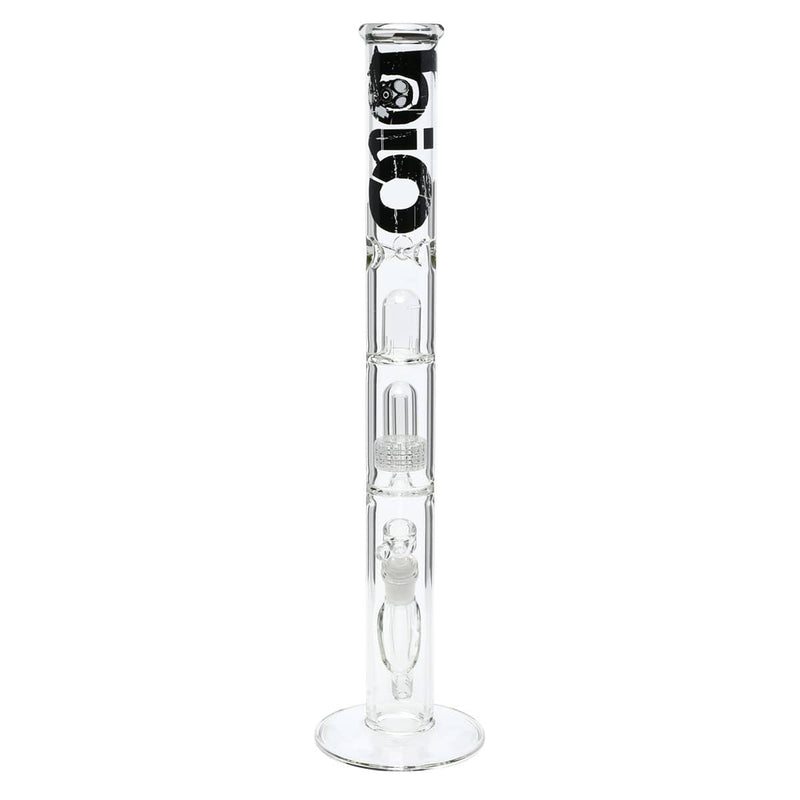 Bio Glass Glass Bong 18" BIO Single Grid Dome Straight Waterpipe - Clear with Black Logo