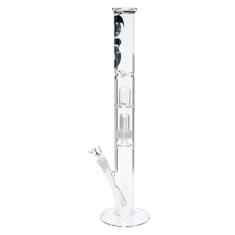 Bio Glass Glass Bong 18" BIO Single Grid Dome Straight Waterpipe - Clear with Black Logo