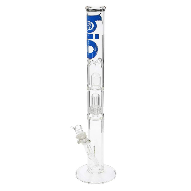 Bio Glass Glass Bong 18" BIO Single Grid Dome Straight Waterpipe - Clear with Blue Logo