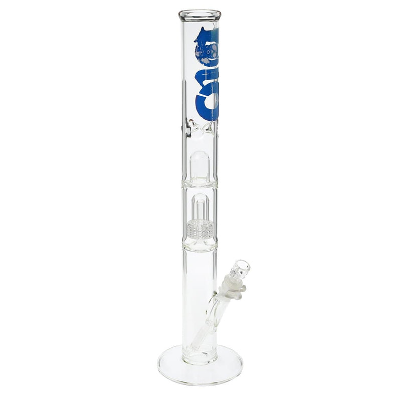 Bio Glass Glass Bong 18" BIO Single Grid Dome Straight Waterpipe - Clear with Blue Logo