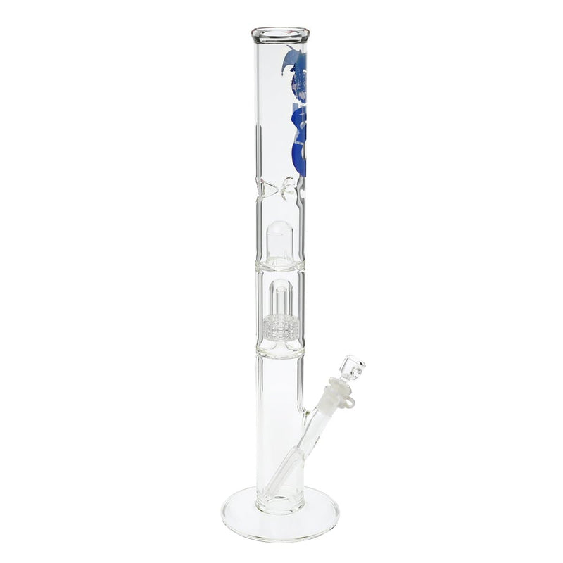 Bio Glass Glass Bong 18" BIO Single Grid Dome Straight Waterpipe - Clear with Blue Logo