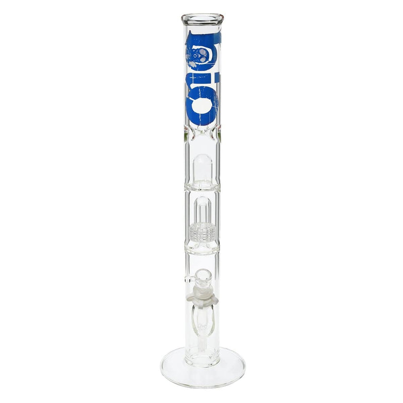 Bio Glass Glass Bong 18" BIO Single Grid Dome Straight Waterpipe - Clear with Blue Logo