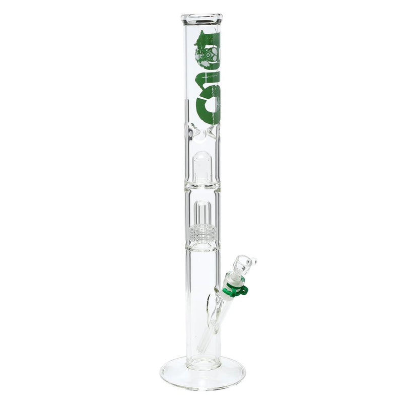 Bio Glass Glass Bong 18" BIO Single Grid Dome Straight Waterpipe - Clear with Green Logo