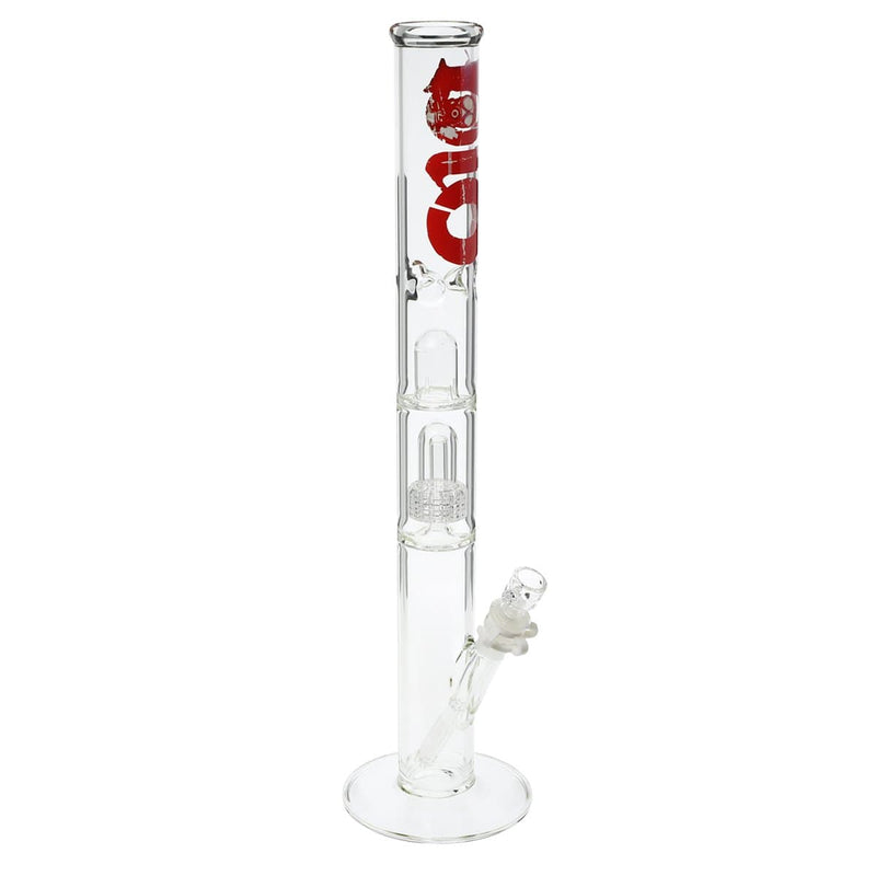 Bio Glass Glass Bong 18" BIO Single Grid Dome Straight Waterpipe - Clear with Red Logo