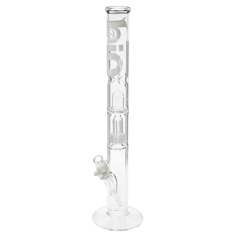 Bio Glass Glass Bong 18" BIO Single Grid Dome Straight Waterpipe - Clear with White Logo