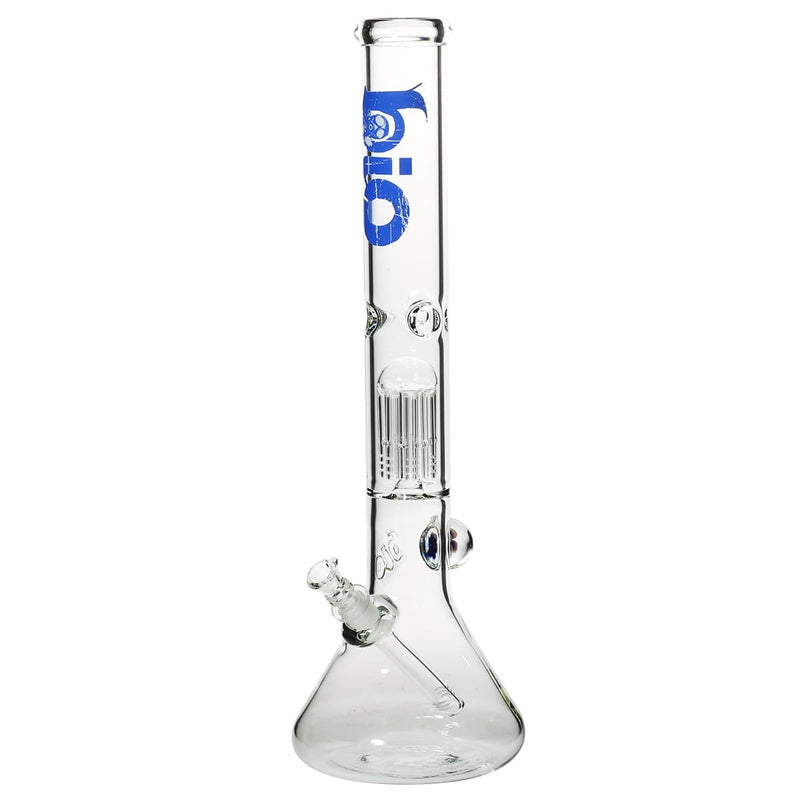 Bio Glass Glass Bong 18" BIO Single Tree Beaker Water Pipe with Marble - Blue Logo