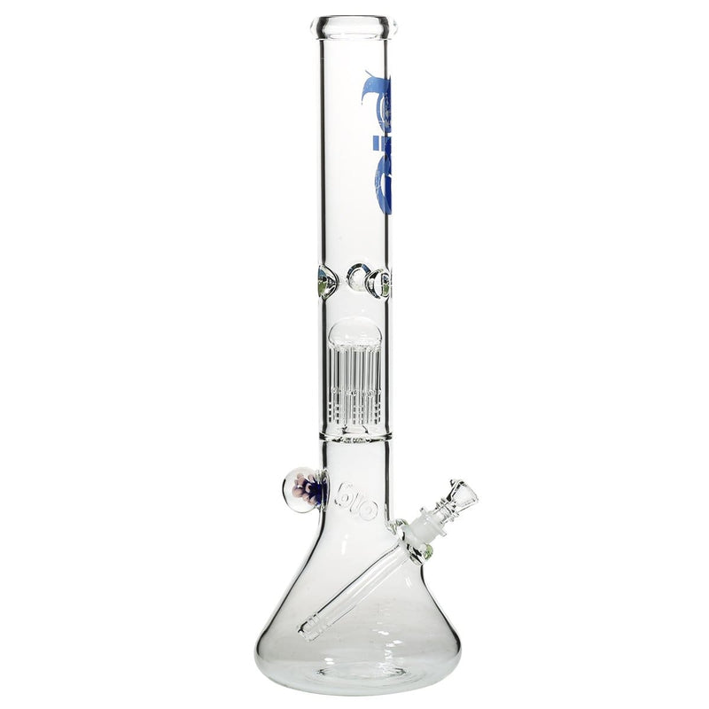 Bio Glass Glass Bong 18" BIO Single Tree Beaker Water Pipe with Marble - Blue Logo