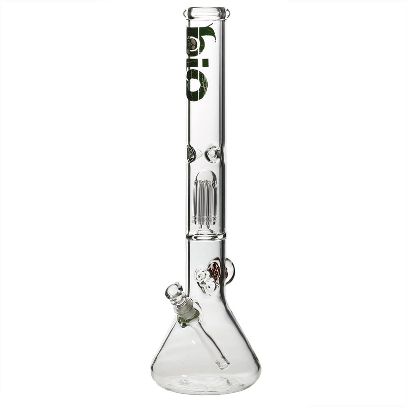 Bio Glass Glass Bong 18" BIO Single Tree Beaker Water Pipe with Marble - Green Logo