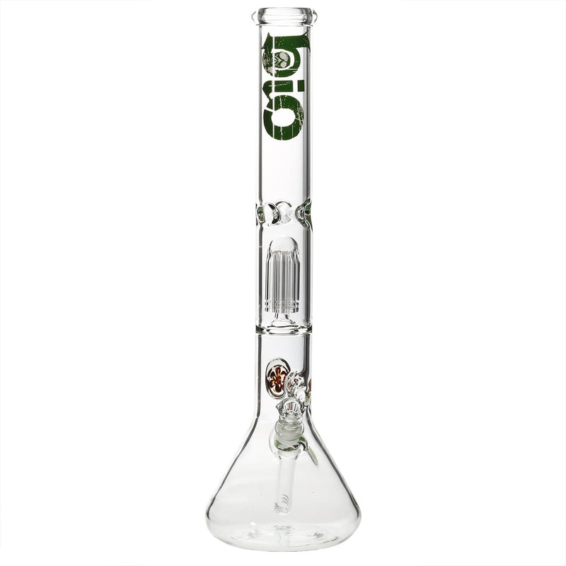 Bio Glass Glass Bong 18" BIO Single Tree Beaker Water Pipe with Marble - Green Logo