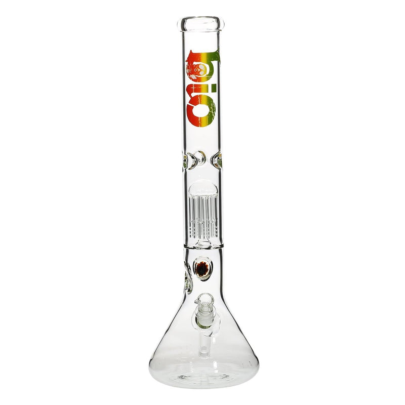 Bio Glass Glass Bong 18" BIO Single Tree Beaker Water Pipe with Marble - Rasta Logo