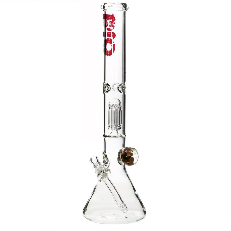 Bio Glass Glass Bong 18" BIO Single Tree Beaker Water Pipe with Marble - Red Logo