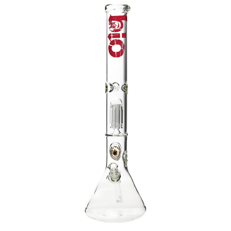 Bio Glass Glass Bong 18" BIO Single Tree Beaker Water Pipe with Marble - Red Logo