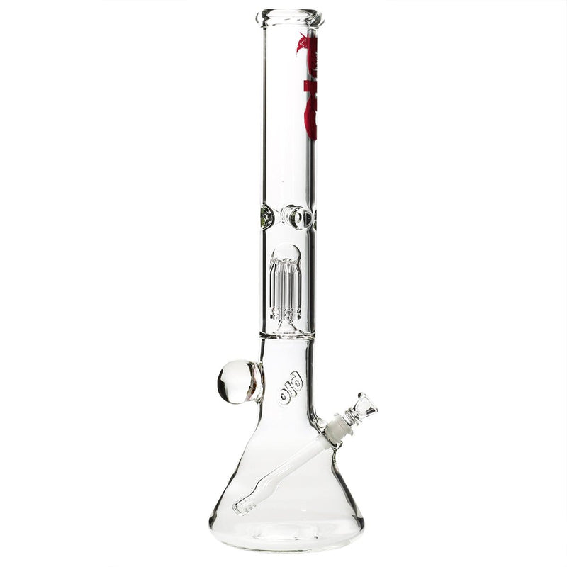 Bio Glass Glass Bong 18" BIO Single Tree Beaker Water Pipe with Marble - Red Logo